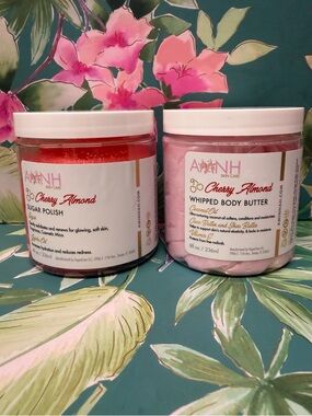 Aminnah Cherry Almond Bundle Sugar Scrub Body Butter Set 2pc